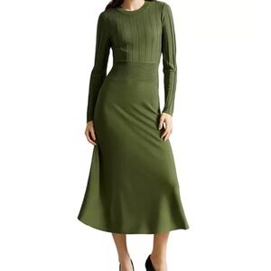 Elegant Green Long Sleeve Dress
